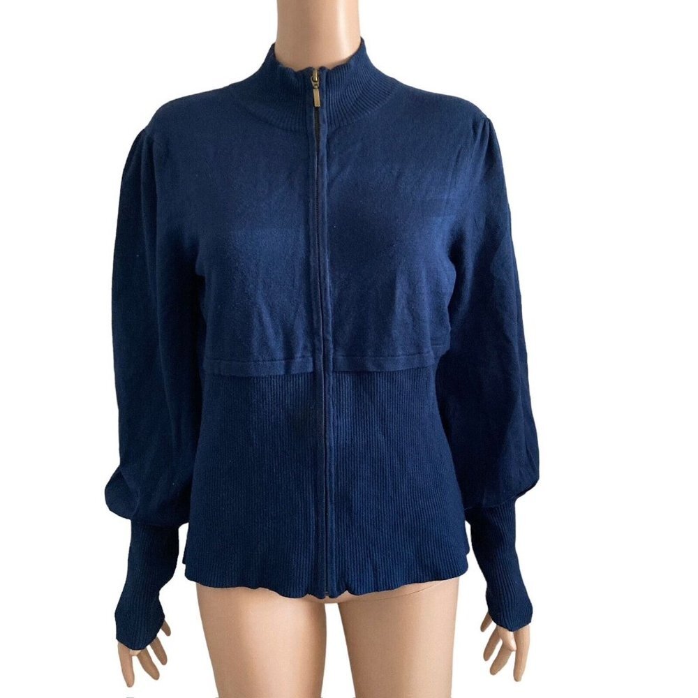 Katherine NY Sweater Womens Large Blue Full Zip Front